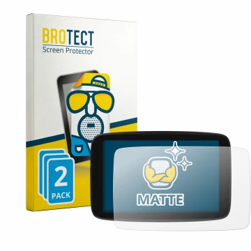 Front side of a product packaging with the brand logo BROTECT. Next to it is the device TomTom Go Expert 7