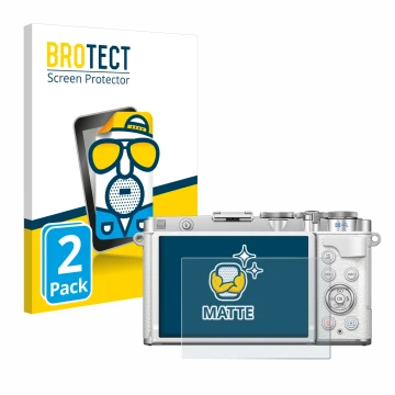 Front side of a product packaging with the brand logo BROTECT. Next to it is the device Olympus PEN E-P7 shown with the corres