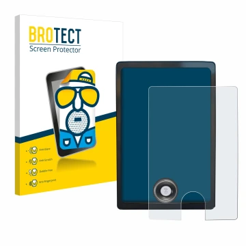 Front side of a product packaging with the brand logo BROTECT. Next to it is the device Ford Mustang Mach-E Sync 4 15.5