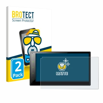 Front side of a product packaging with the brand logo BROTECT. Next to it is the device Pioneer SPH-DA160DAB shown with the co