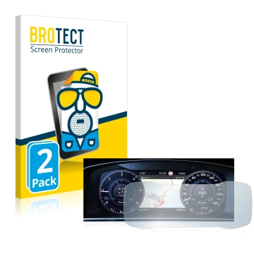 Front side of a product packaging with the brand logo BROTECT. Next to it is the device Volkswagen Golf 7 Facelift (2016-2019)
