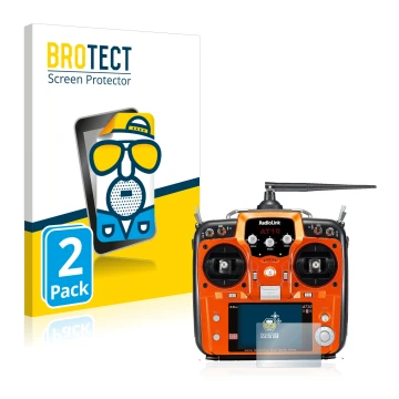 Front side of a product packaging with the brand logo BROTECT. Next to it is the device RadioLink AT10II shown with the corres