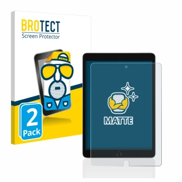 Front side of a product packaging with the brand logo BROTECT. Next to it is the device Apple iPad 10.2