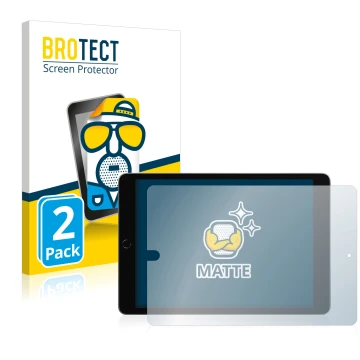Front side of a product packaging with the brand logo BROTECT. Next to it is the device Apple iPad 10.2