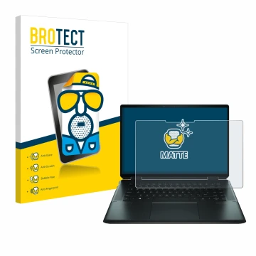 Front side of a product packaging with the brand logo BROTECT. Next to it is the device HP Spectre x360 16