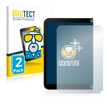 Front side of a product packaging with the brand logo BROTECT. Next to it is the device Microsoft Surface Duo 2 (Outer display