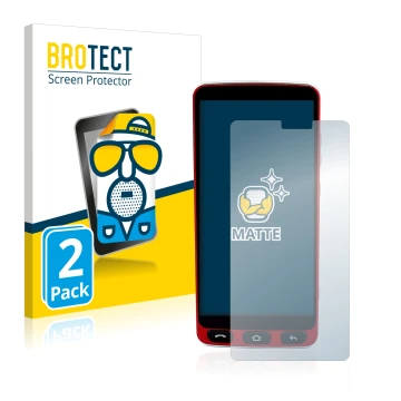 Front side of a product packaging with the brand logo BROTECT. Next to it is the device Olympia Neo Smartphone shown with the 
