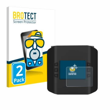 Front side of a product packaging with the brand logo BROTECT. Next to it is the device ISDT Smart Duo Charger K4 shown with t