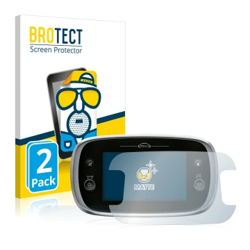 Front side of a product packaging with the brand logo BROTECT. Next to it is the device Fiat 500X Uconnect 7