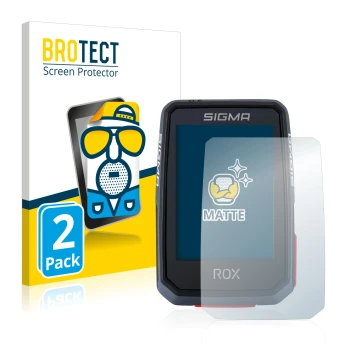 Front side of a product packaging with the brand logo BROTECT. Next to it is the device Sigma ROX 2.0 shown with the correspon