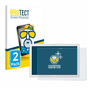 Front side of a product packaging with the brand logo BROTECT. Next to it is the device Archos T101 4G shown with the correspo