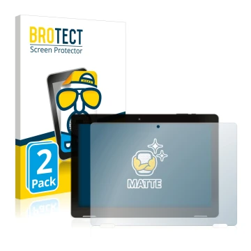 Front side of a product packaging with the brand logo BROTECT. Next to it is the device Hannspree Pad Apollo 2 shown with the 
