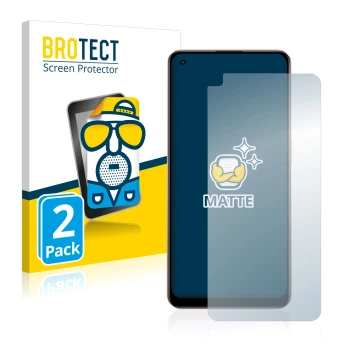 Front side of a product packaging with the brand logo BROTECT. Next to it is the device Oppo A96 shown with the corresponding 