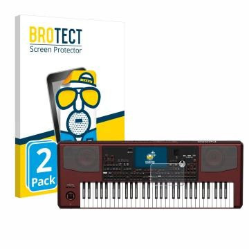 Front side of a product packaging with the brand logo BROTECT. Next to it is the device KORG Pa1000 shown with the correspondi