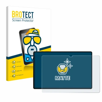 Front side of a product packaging with the brand logo BROTECT. Next to it is the device Samsung Galaxy Tab S8 Ultra WiFi shown