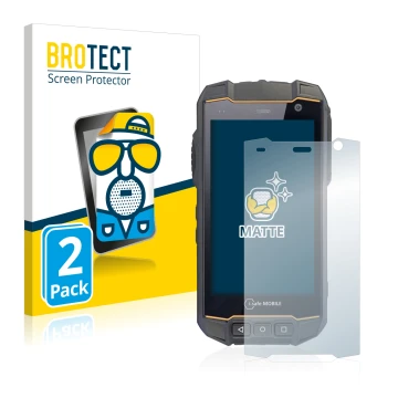 Front side of a product packaging with the brand logo BROTECT. Next to it is the device i.safe MOBILE IS530.2 shown with the c