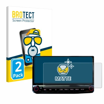 Front side of a product packaging with the brand logo BROTECT. Next to it is the device Kia Ceed 2022 Infotainment System 10.2