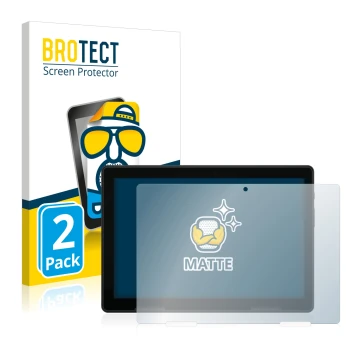 Front side of a product packaging with the brand logo BROTECT. Next to it is the device MEDION Lifetab E10814 shown with the c