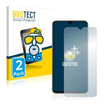 Front side of a product packaging with the brand logo BROTECT. Next to it is the device Samsung Galaxy M33 shown with the corr