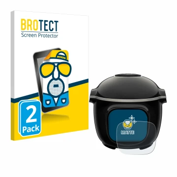 Front side of a product packaging with the brand logo BROTECT. Next to it is the device Krups Cook4me Touch Wifi shown with th