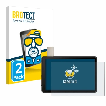 Front side of a product packaging with the brand logo BROTECT. Next to it is the device Garmin Tread XL 10