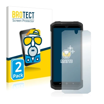 Front side of a product packaging with the brand logo BROTECT. Next to it is the device Doogee S98 Pro shown with the correspo