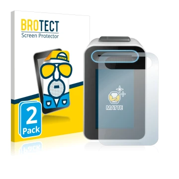 Front side of a product packaging with the brand logo BROTECT. Next to it is the device Cherry eHealth Terminal ST-1506 shown 