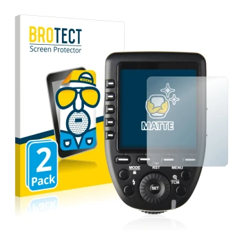 Front side of a product packaging with the brand logo BROTECT. Next to it is the device Godox XPro shown with the correspondin