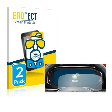 Front side of a product packaging with the brand logo BROTECT. Next to it is the device Volkswagen Tiguan 2021 Digital Cockpit