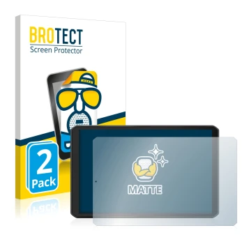 Front side of a product packaging with the brand logo BROTECT. Next to it is the device Garmin dezl LGV810 shown with the corr