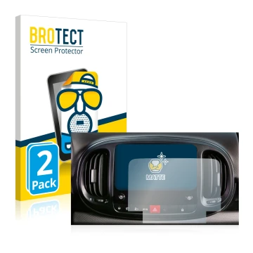 Front side of a product packaging with the brand logo BROTECT. Next to it is the device Fiat 500L 2022 Uconnect 7