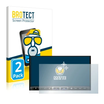 Front side of a product packaging with the brand logo BROTECT. Next to it is the device Alpine iLX-705D shown with the corresp