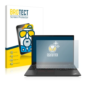 Front side of a product packaging with the brand logo BROTECT. Next to it is the device Lenovo ThinkPad T16 Gen 1 16