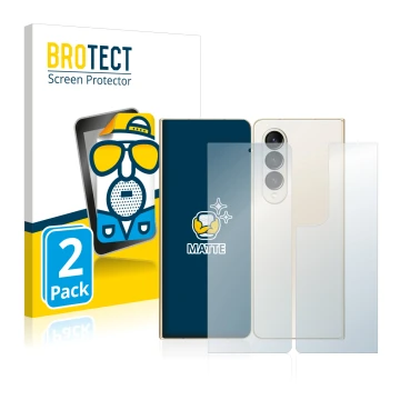 Front side of a product packaging with the brand logo BROTECT. Next to it is the device Samsung Galaxy Z Fold 4 (Front+Back) s