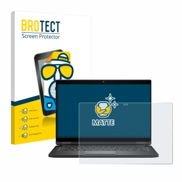 Front side of a product packaging with the brand logo BROTECT. Next to it is the device Dell Latitude 7390 2-in-1 Business sho