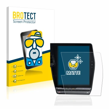Front side of a product packaging with the brand logo BROTECT. Next to it is the device Renault Megane E-Tech openR Link 12
