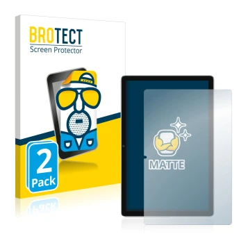 Front side of a product packaging with the brand logo BROTECT. Next to it is the device Blackview Tab 13 shown with the corres