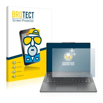 Front side of a product packaging with the brand logo BROTECT. Next to it is the device Lenovo Yoga 7i 14