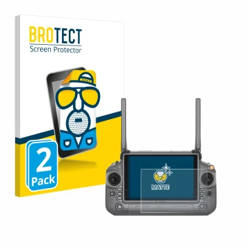 Front side of a product packaging with the brand logo BROTECT. Next to it is the device DJI RC Plus shown with the correspondi