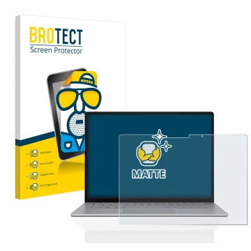 Front side of a product packaging with the brand logo BROTECT. Next to it is the device Microsoft Surface Laptop 5 13.5