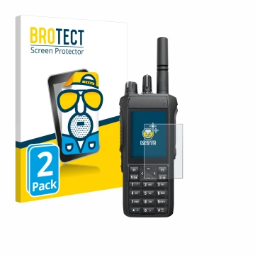 Front side of a product packaging with the brand logo BROTECT. Next to it is the device Motorola R7 shown with the correspondi