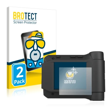 Front side of a product packaging with the brand logo BROTECT. Next to it is the device Swissphone s.Quad X35 shown with the c