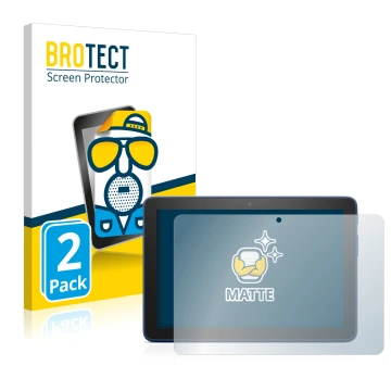 Front side of a product packaging with the brand logo BROTECT. Next to it is the device Amazon Fire HD 8 2022 shown with the c