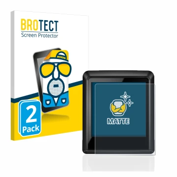 Front side of a product packaging with the brand logo BROTECT. Next to it is the device Bosch Intuvia 100 shown with the corre