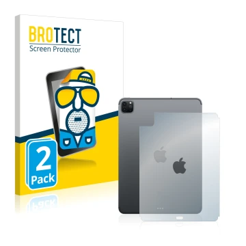 Front side of a product packaging with the brand logo BROTECT. Next to it is the device Apple iPad Pro 11