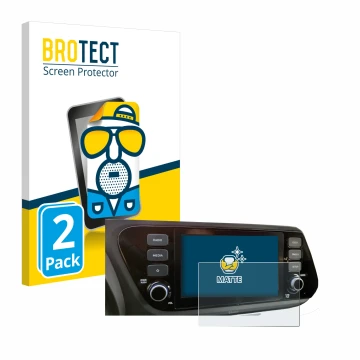 Front side of a product packaging with the brand logo BROTECT. Next to it is the device Hyundai i20 2020 8