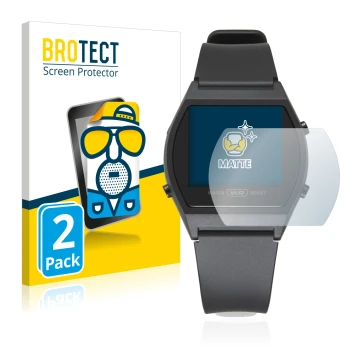 Front side of a product packaging with the brand logo BROTECT. Next to it is the device Casio LW-204-1BEF shown with the corre