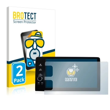 Front side of a product packaging with the brand logo BROTECT. Next to it is the device Honda HR-V 2022 Navigationssystem show