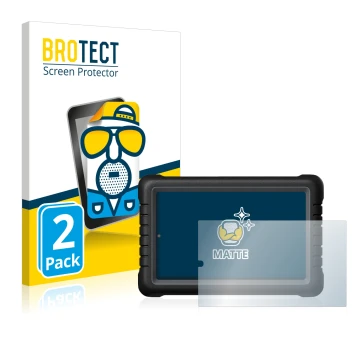 Front side of a product packaging with the brand logo BROTECT. Next to it is the device Launch X-431 PROS V 8