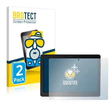 Front side of a product packaging with the brand logo BROTECT. Next to it is the device Acepad A145 10.1
